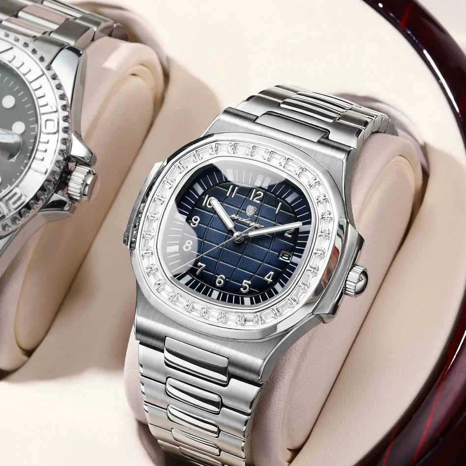 Men's Luxury Integrated Square Watch | Stainless Steel Business