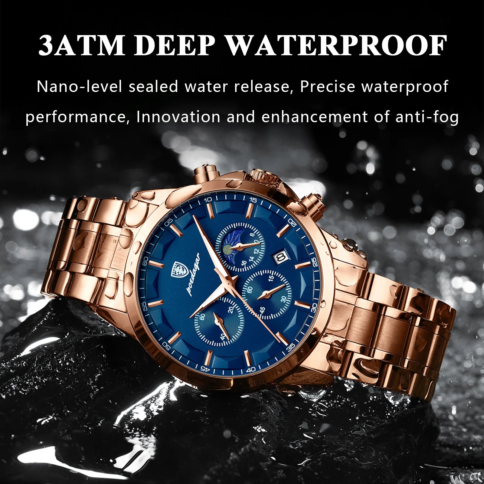 Men's Luxury Sport Chronograph Watch – Stainless Steel & Waterproof