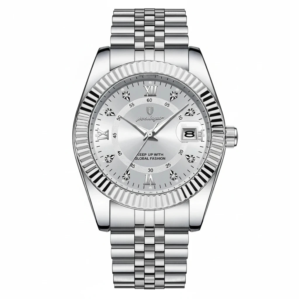 Men's Military Style Stainless Steel Watch – Waterproof with Date