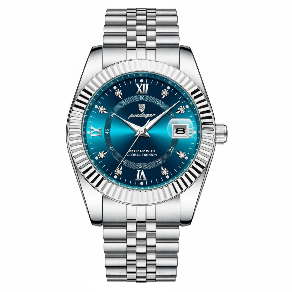 Men's Military Style Stainless Steel Watch – Waterproof with Date