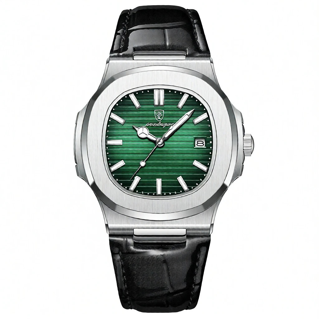 Luxury Men's Business Square Watch - Diamond Bezel Quartz