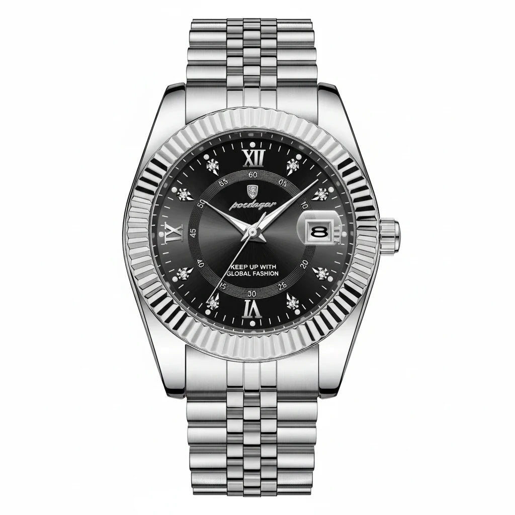 Men's Military Style Stainless Steel Watch – Waterproof with Date