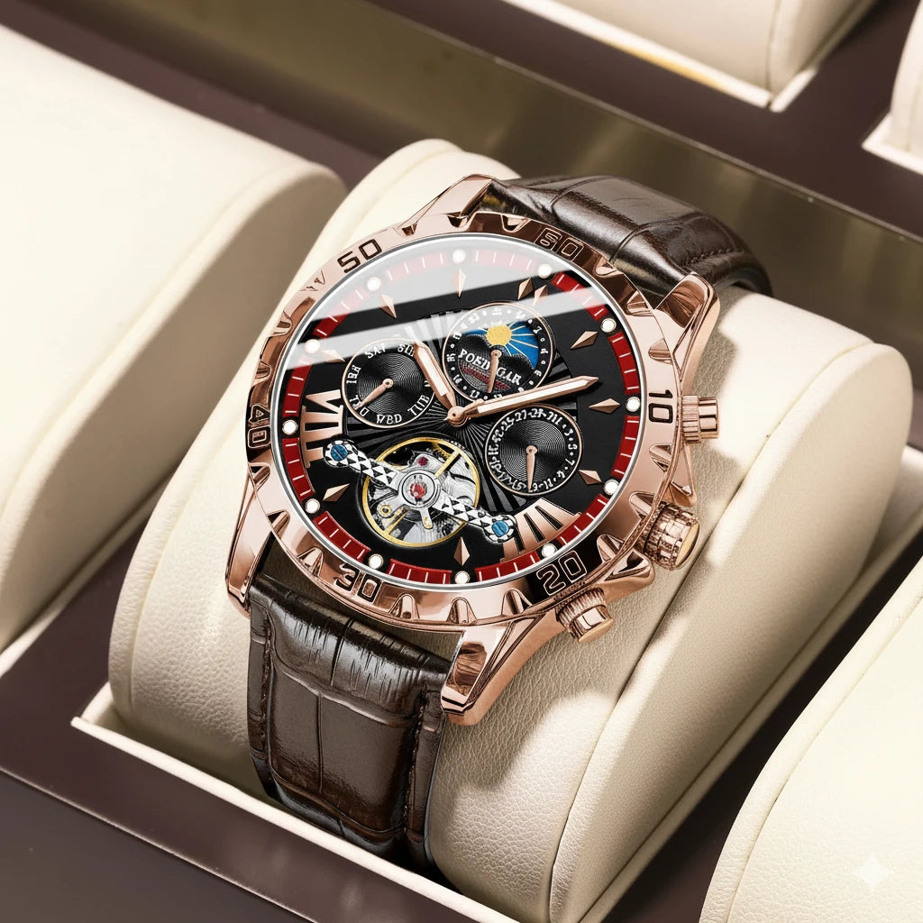 Automatic Skeleton Watch - Exhibition Back Mechanical Tourbillon Style