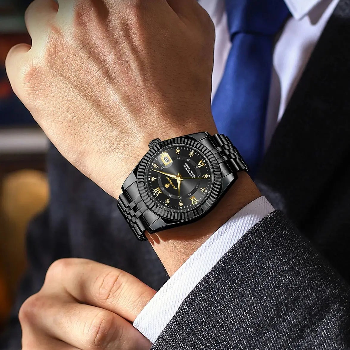 Men's Military Style Stainless Steel Watch – Waterproof with Date