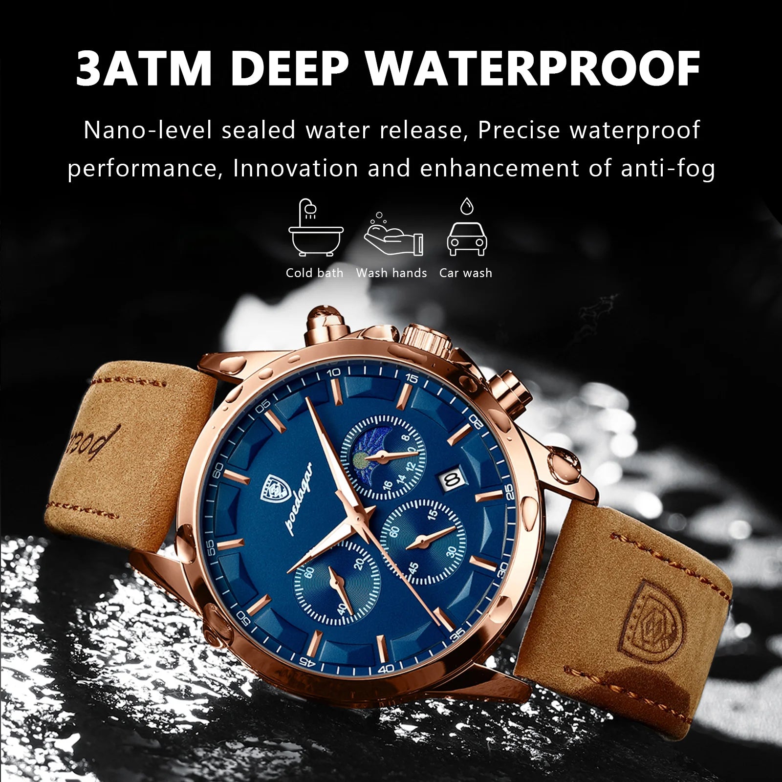 Men’s Luxury Chronograph Sports Watch - 30M Waterproof Stainless Steel Quartz