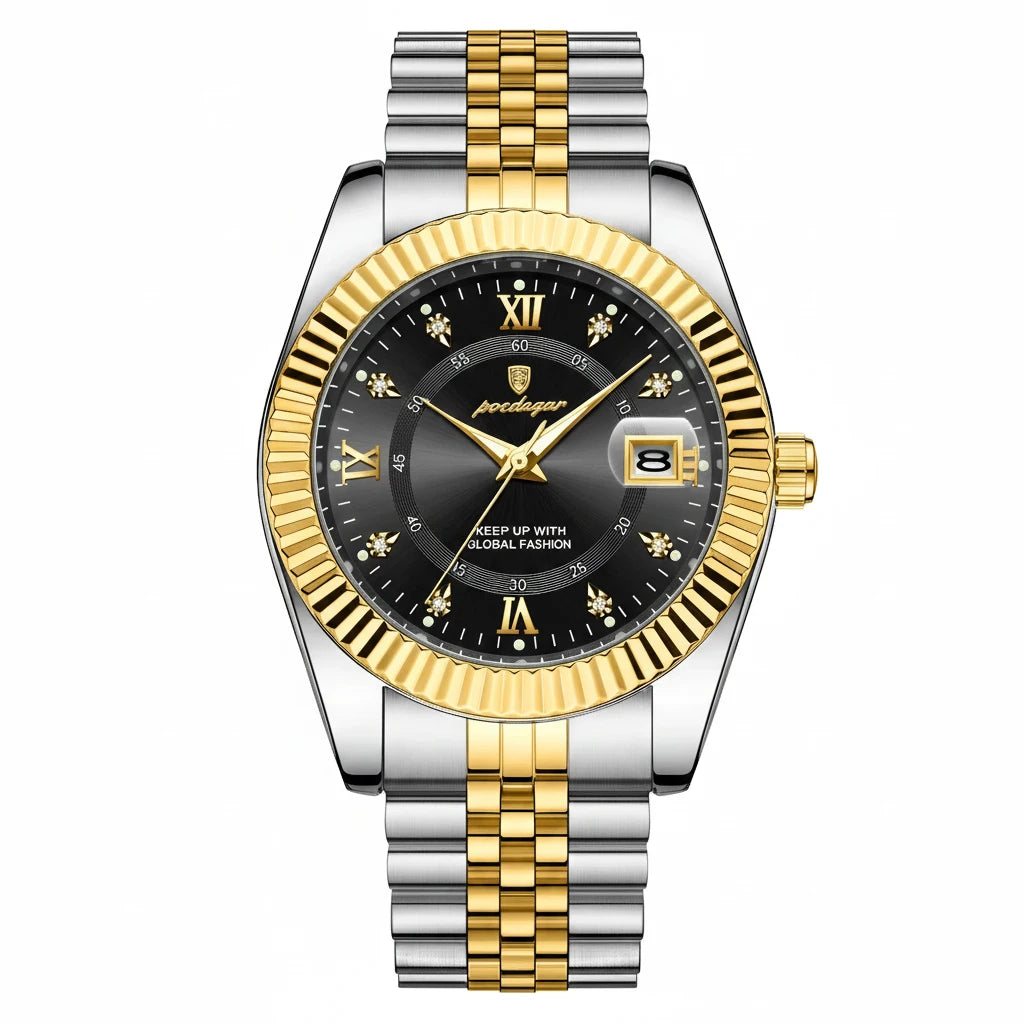 Men's Military Style Stainless Steel Watch – Waterproof with Date