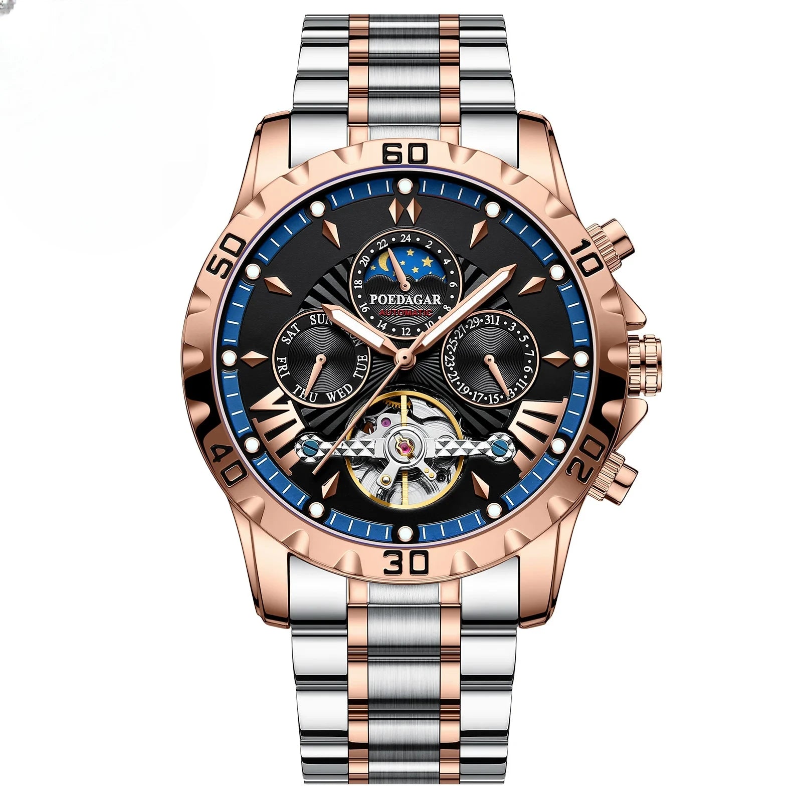 Luxury Men's Tourbillon Style Automatic Watch | Day & Date Display