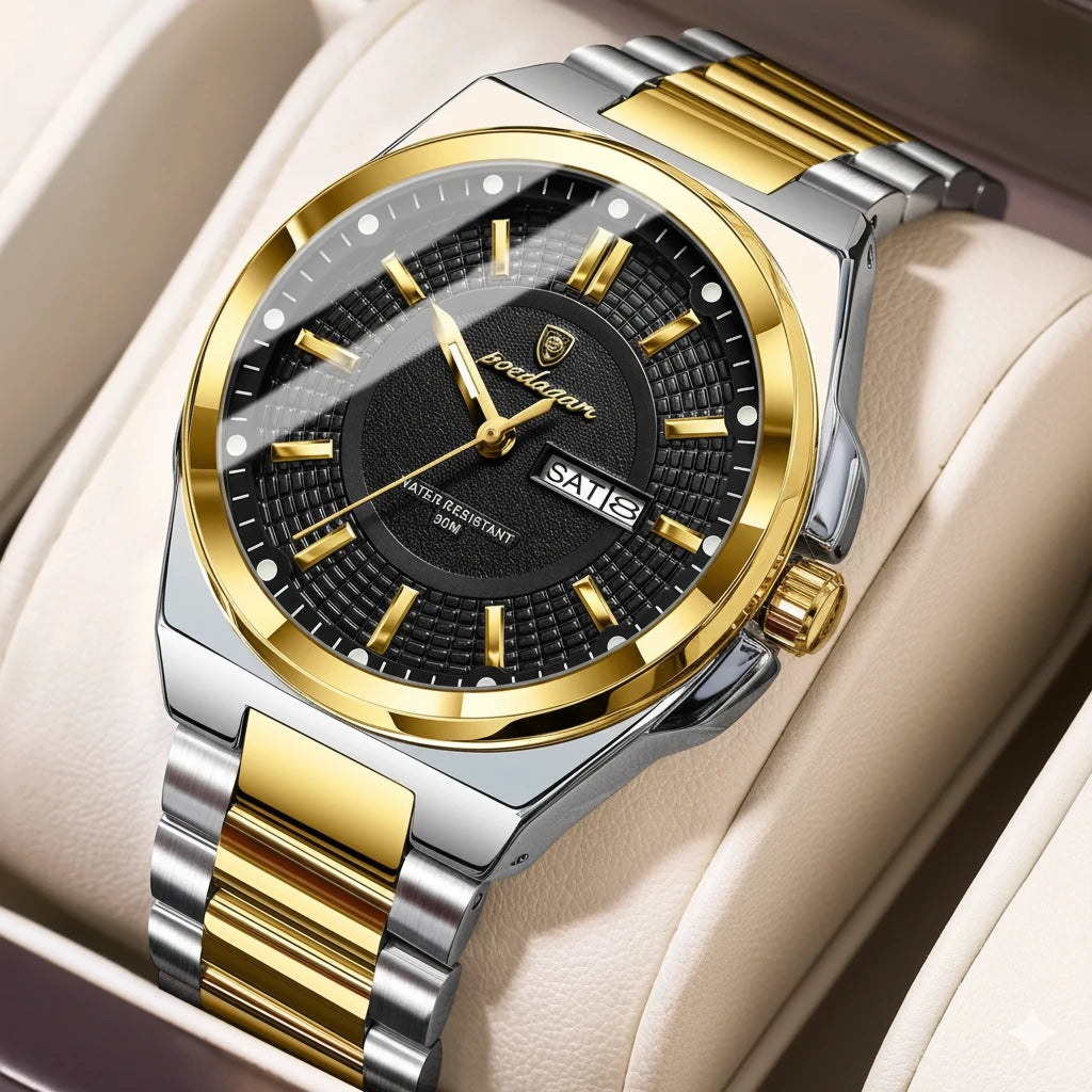 Men's Luxury Day-Date Business Watch | Stainless Steel Quartz