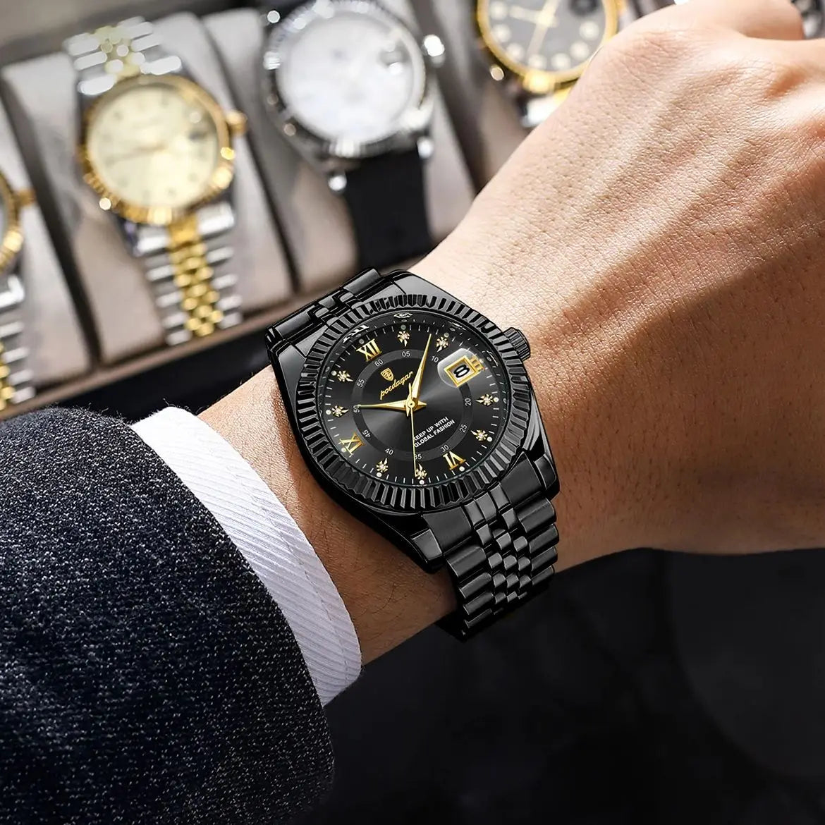 Men's Military Style Stainless Steel Watch – Waterproof with Date