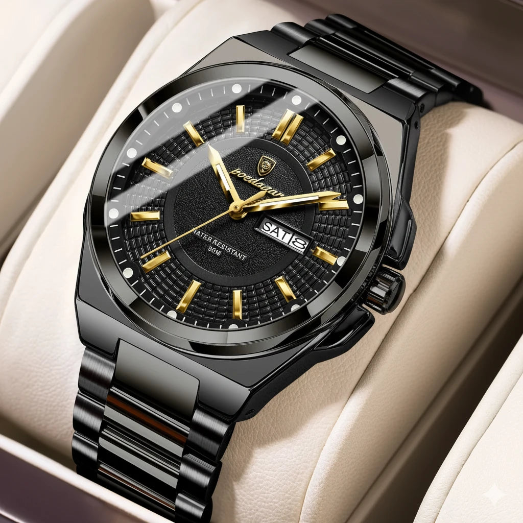 Men's Luxury Day-Date Business Watch | Stainless Steel Quartz