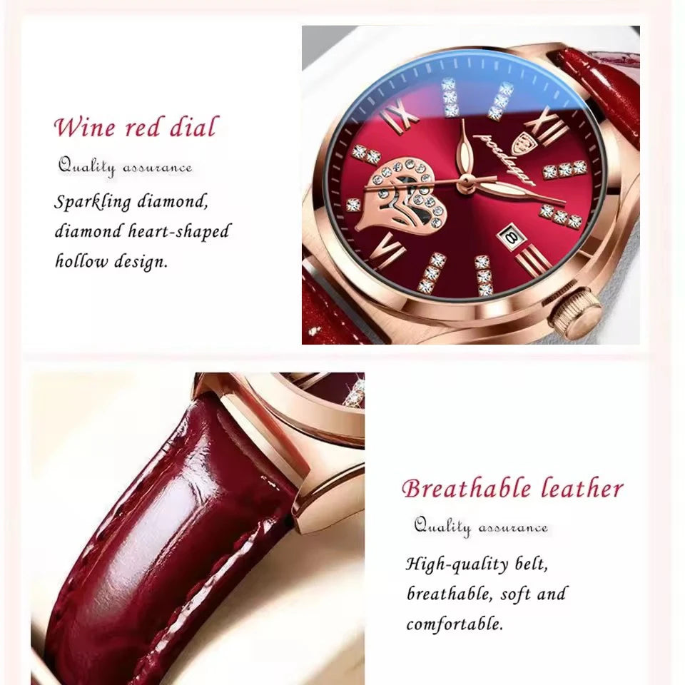 Elegant Ladies Casual Wristwatch | Leather Strap & Calendar Date
