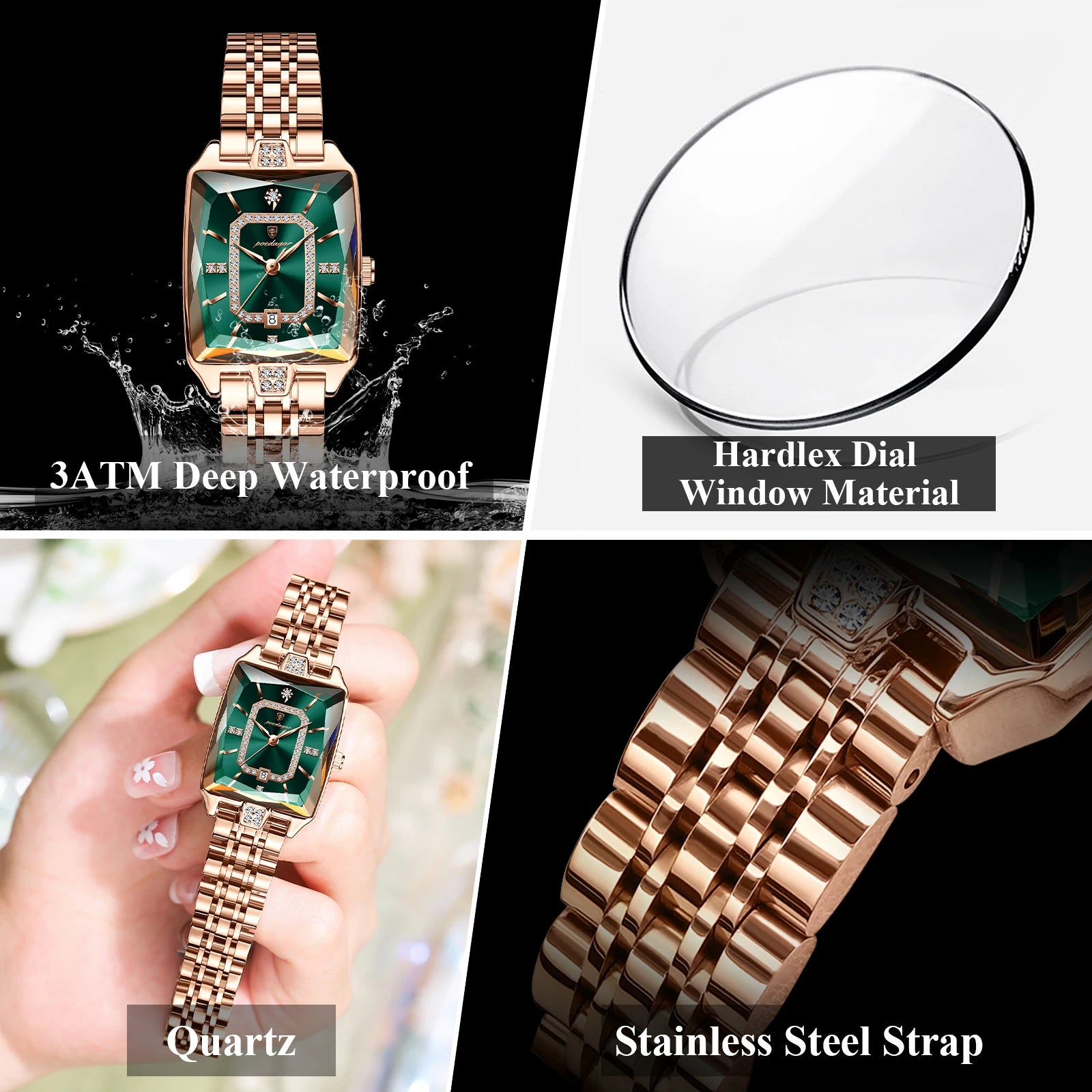 Women's Luxury Rectangle Watch | Slim Elegant Ladies Jewelry