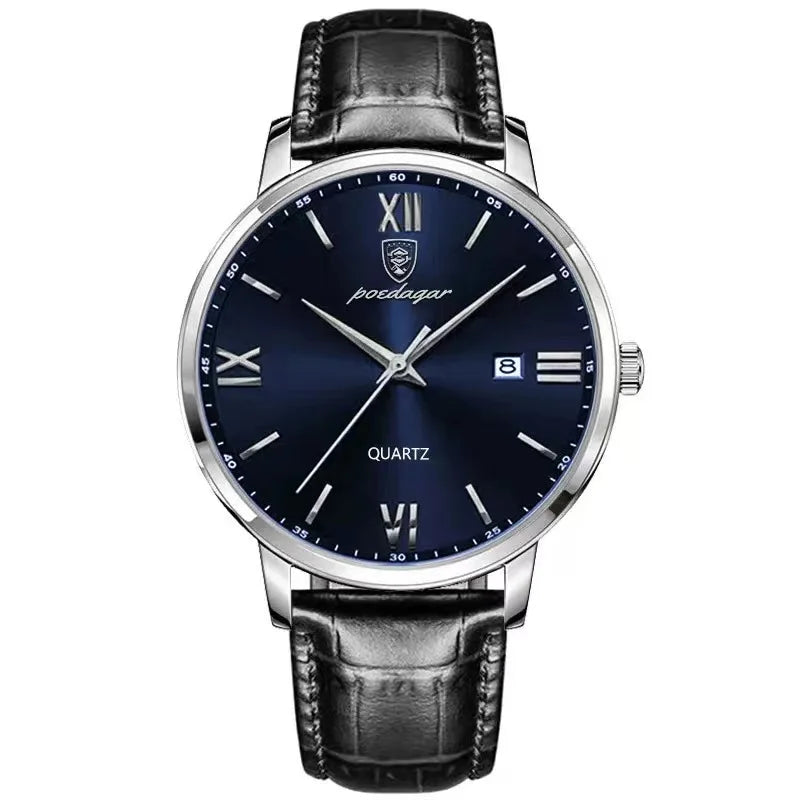 Two-Tone Men's Business Watch | Leather Strap & Roman Numerals