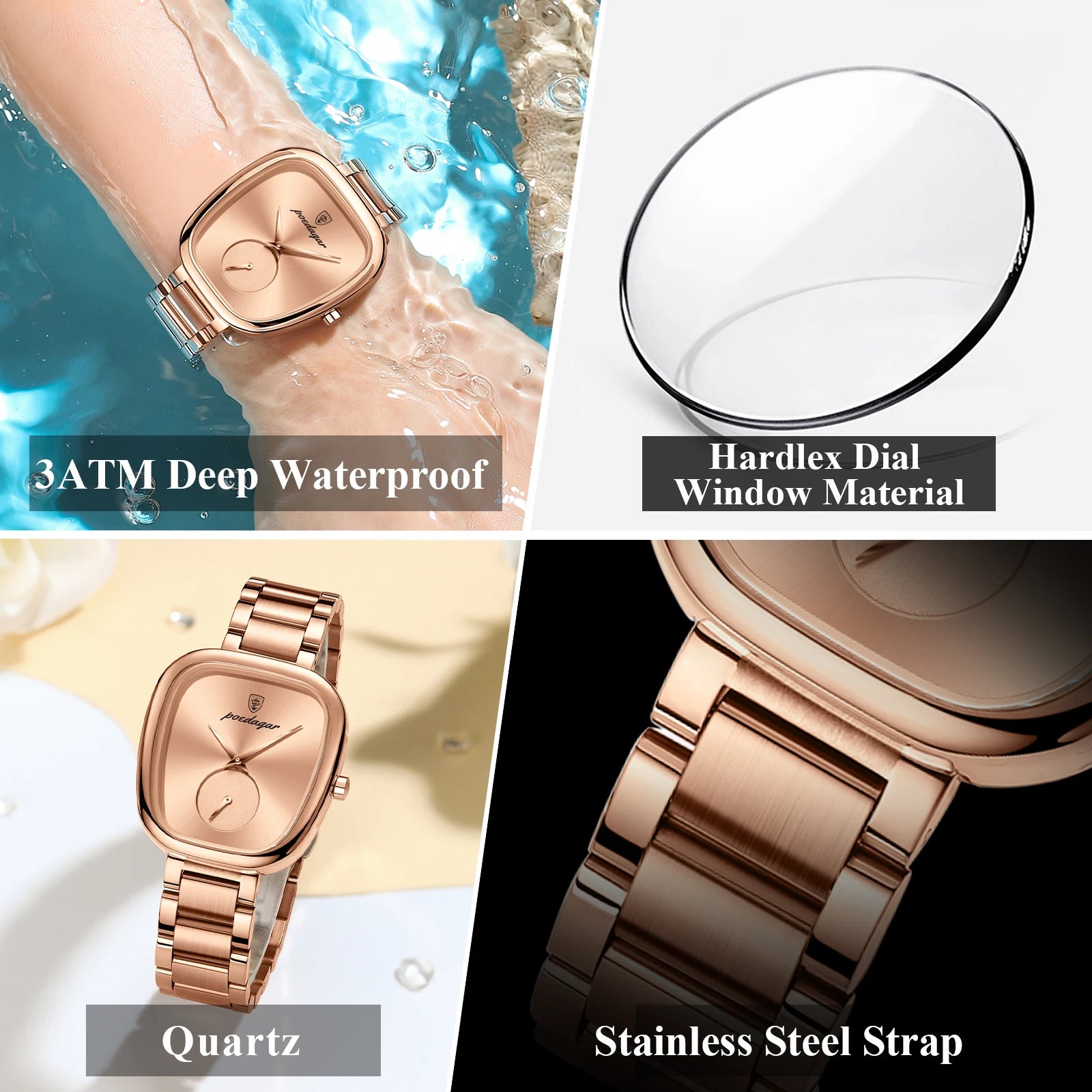 Luxury Women's Quartz Wristwatch – Waterproof Stainless Steel