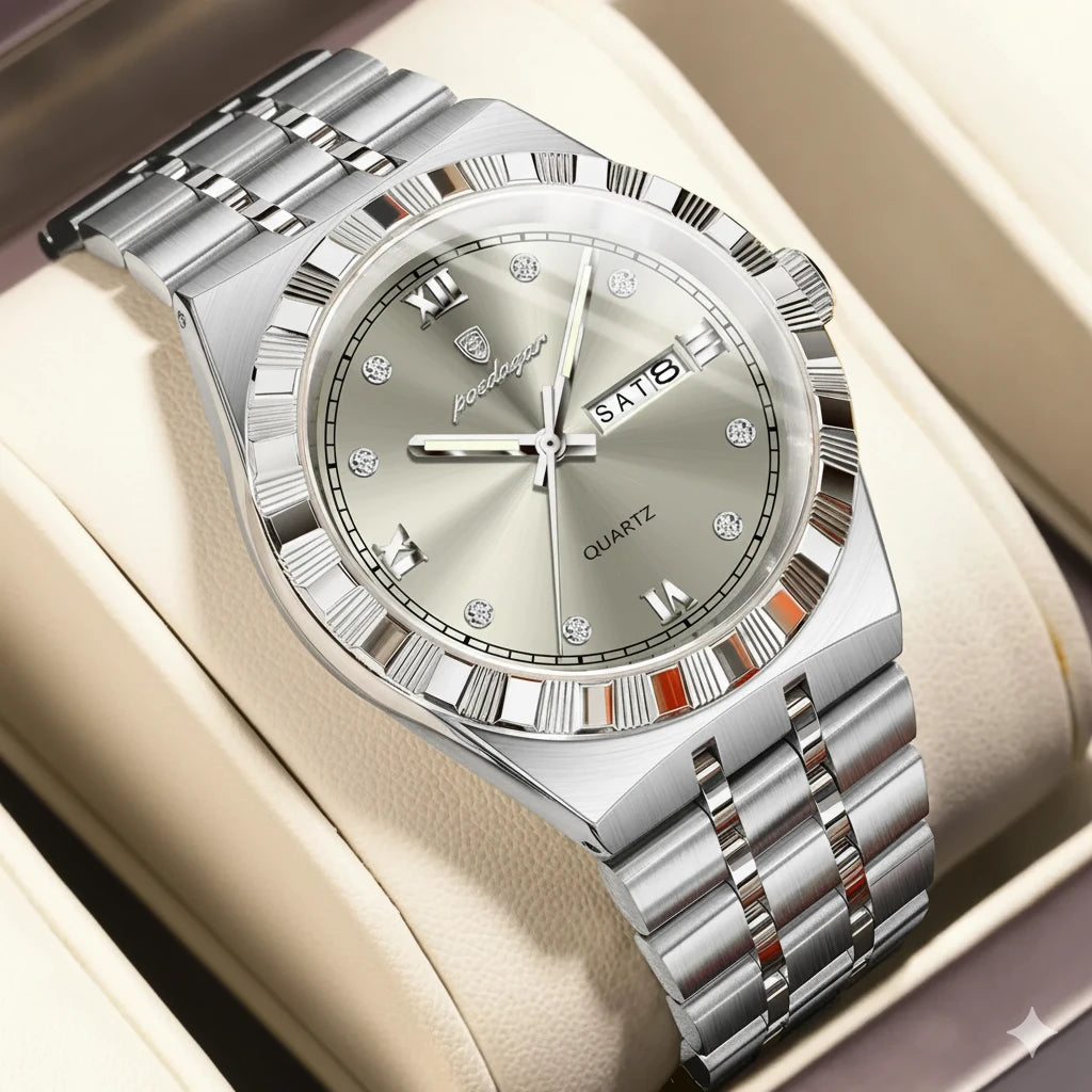 Classic Men's Business Quartz Watch | Luminous Dial & Stainless Steel