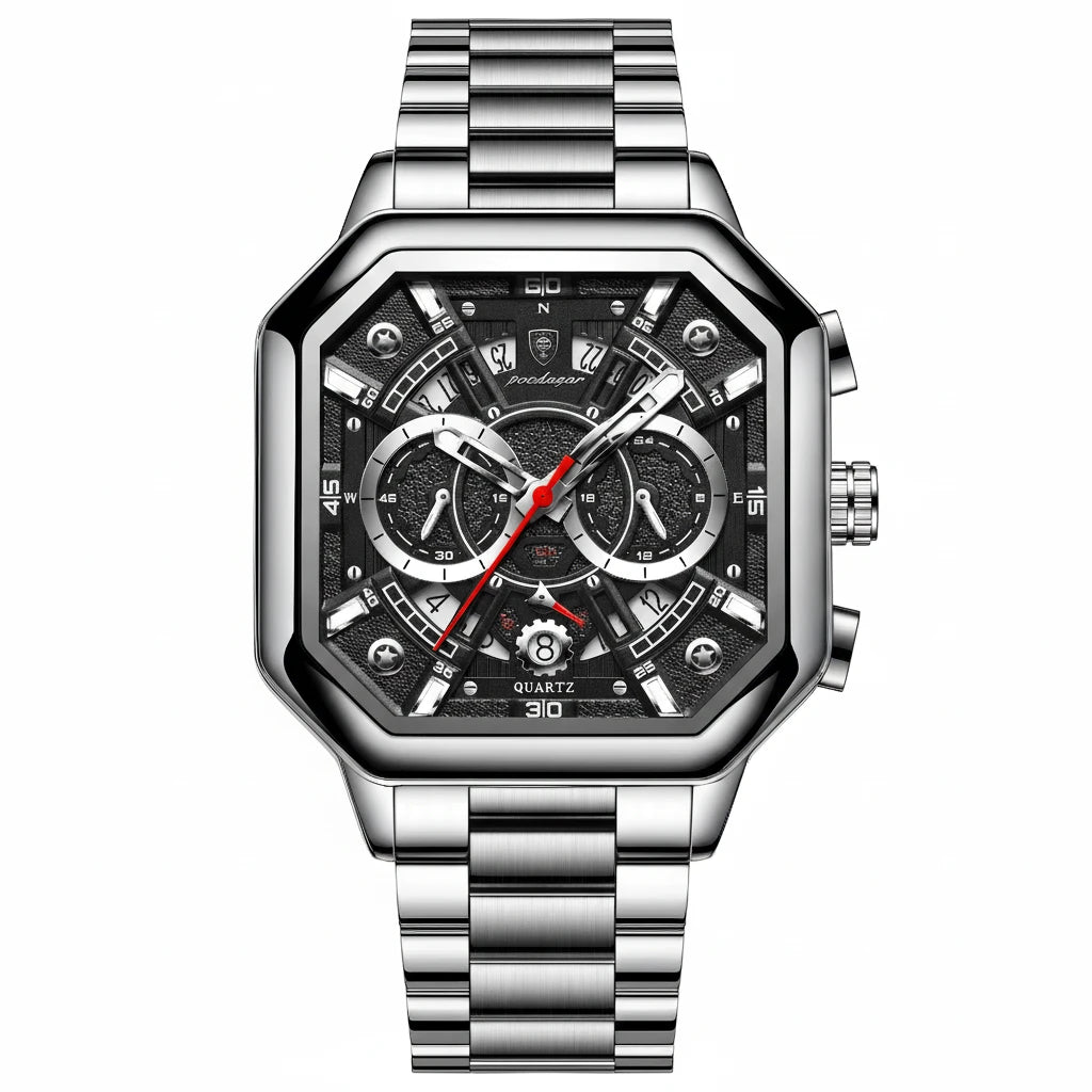 Men's Luxury Stainless Steel Chronograph Watch – Waterproof & Luminous