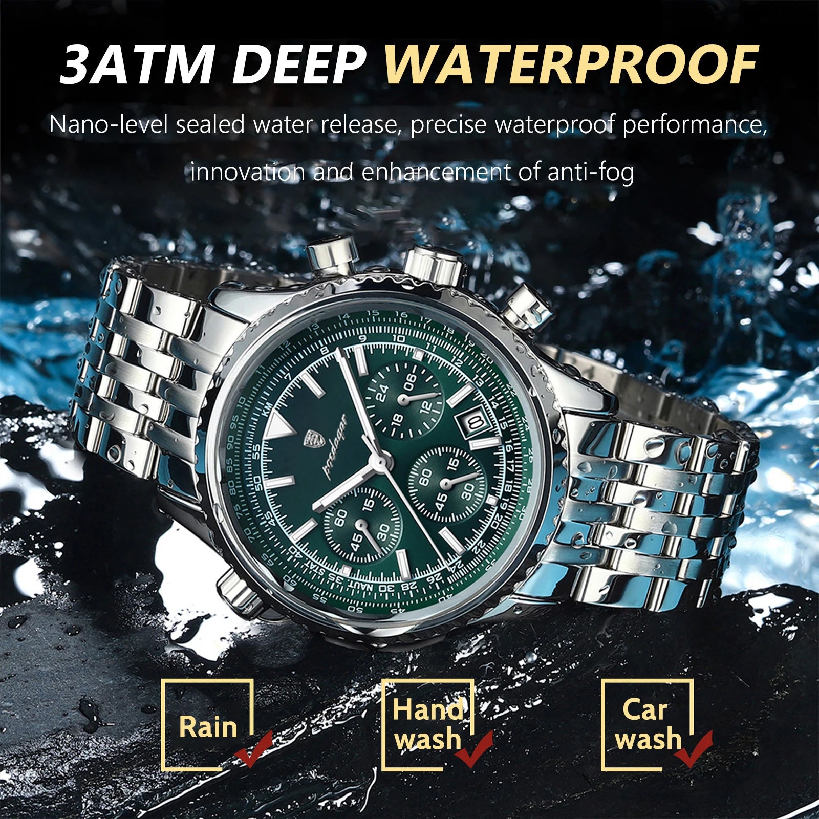 Submariner Style Men's Watch | Waterproof Stainless Steel Quartz