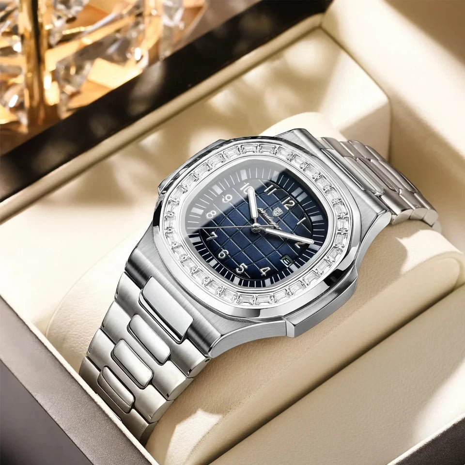 Men's Luxury Integrated Square Watch | Stainless Steel Business