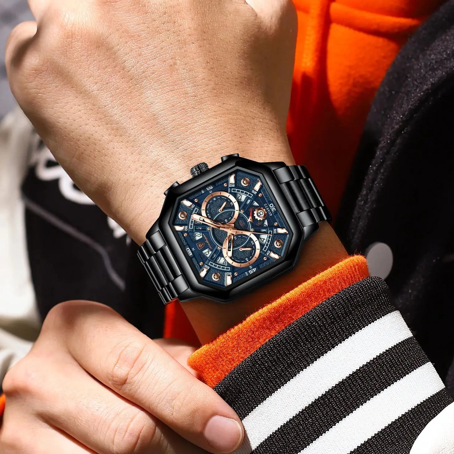 Men's Luxury Stainless Steel Chronograph Watch – Waterproof & Luminous