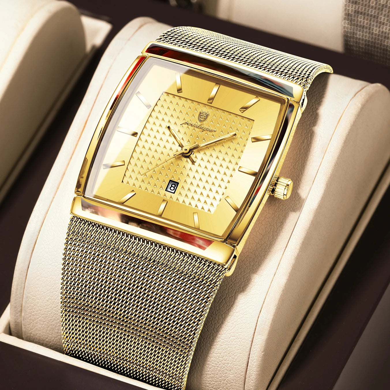 Minimalist Men's Rectangle Watch - Ultra-Thin Stainless Steel Mesh