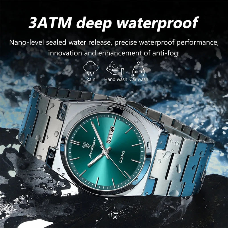 Men’s Premium Analog Watch | Luminous Hands, Waterproof, Stainless Steel Band | Includes Gift Box