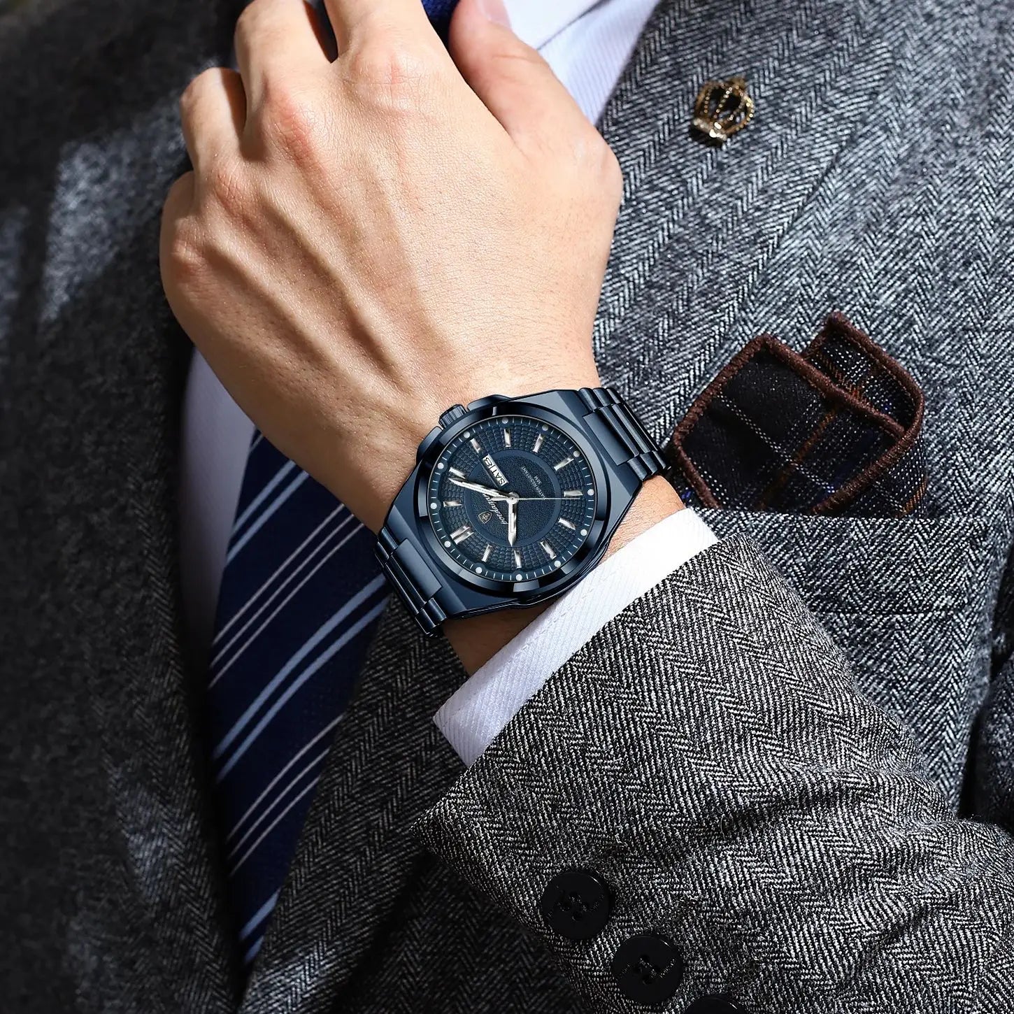 Men's Luxury Day-Date Business Watch | Stainless Steel Quartz