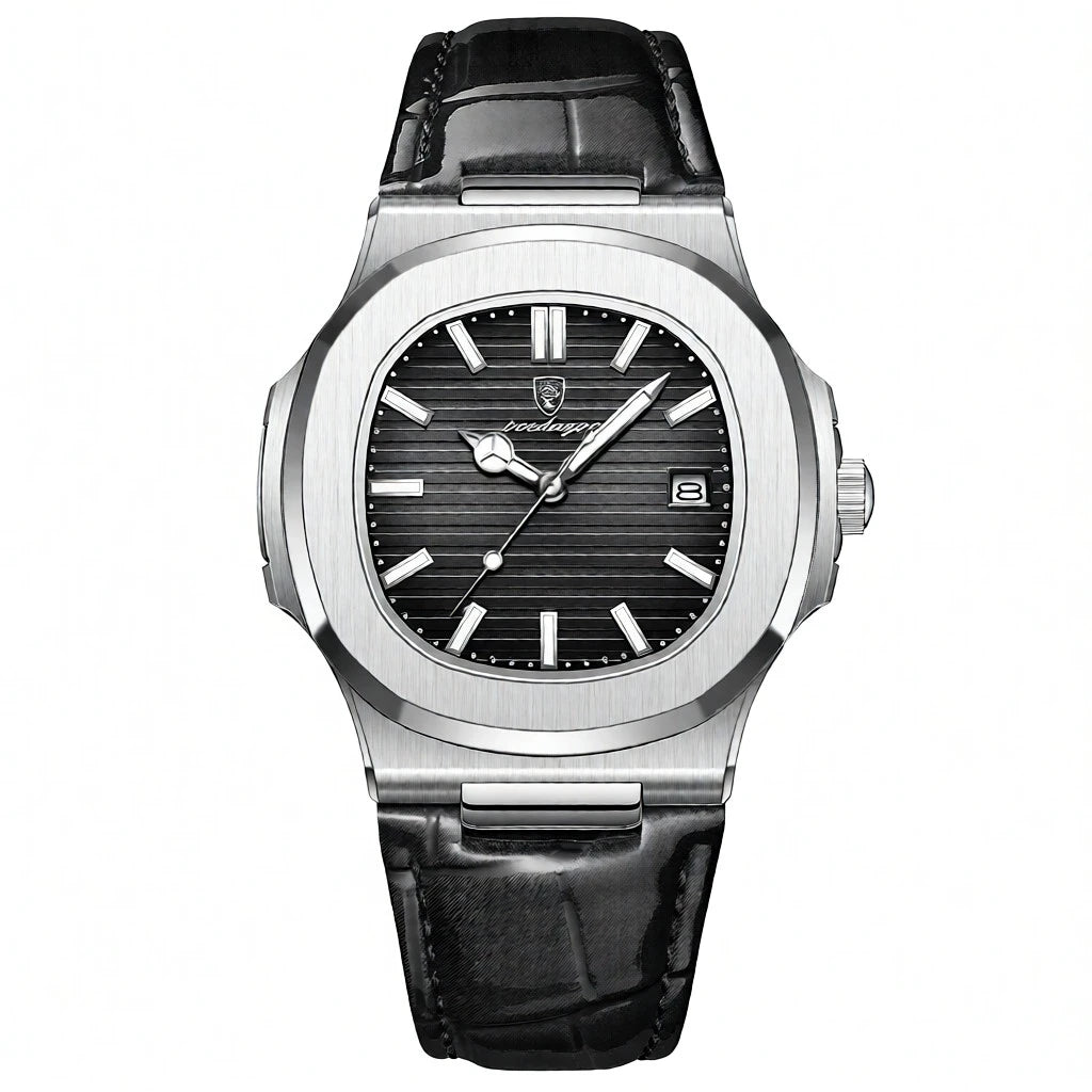 Luxury Men's Business Square Watch - Diamond Bezel Quartz