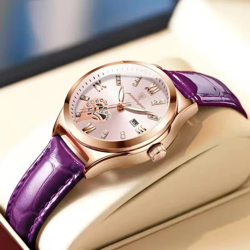 Elegant Ladies Casual Wristwatch | Leather Strap & Calendar Date