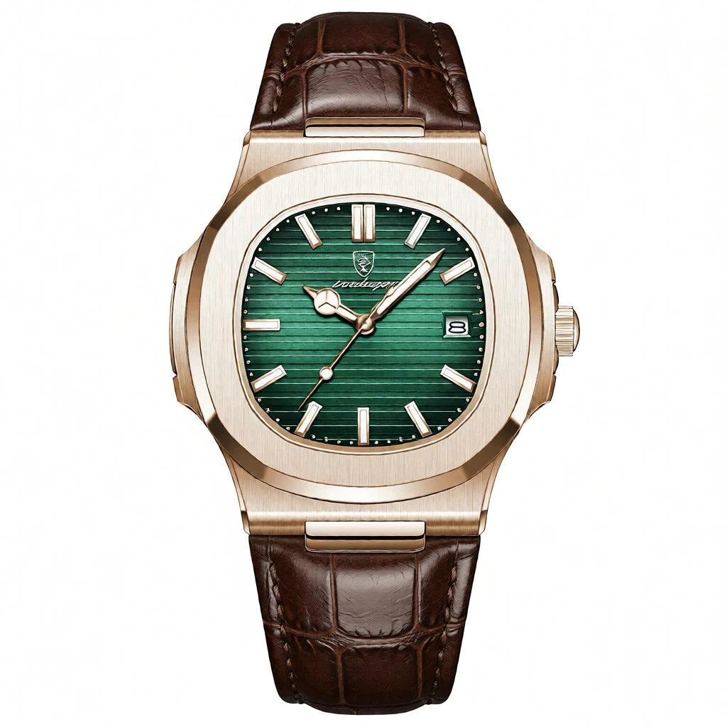 Luxury Men's Business Square Watch - Diamond Bezel Quartz