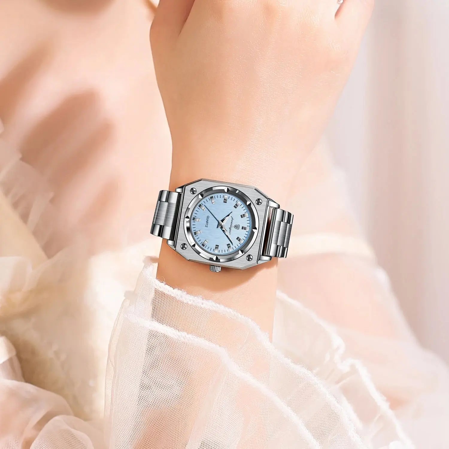 Women's Luxury Square Stainless Steel Watch – Waterproof & Luminous