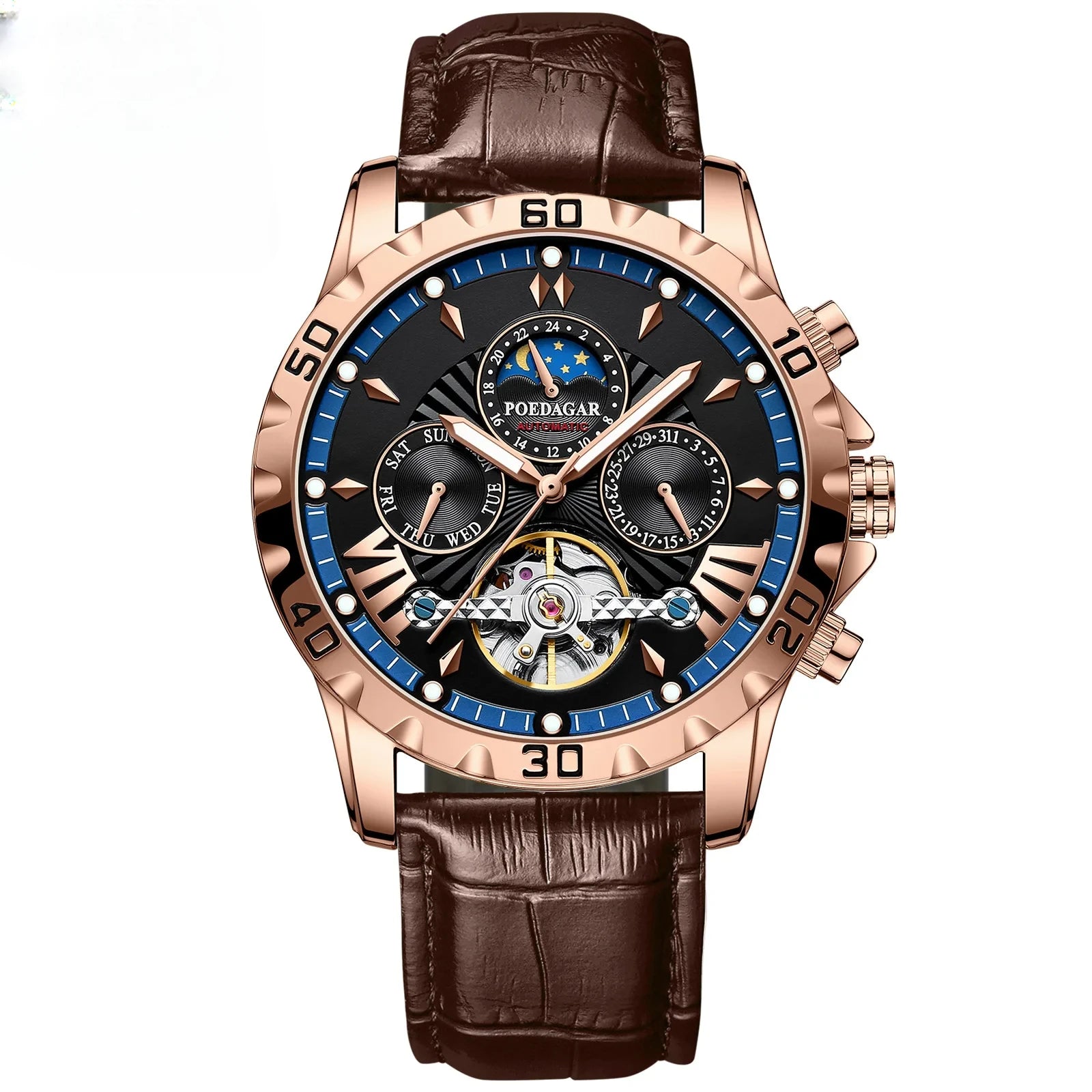 Automatic Skeleton Watch - Exhibition Back Mechanical Tourbillon Style