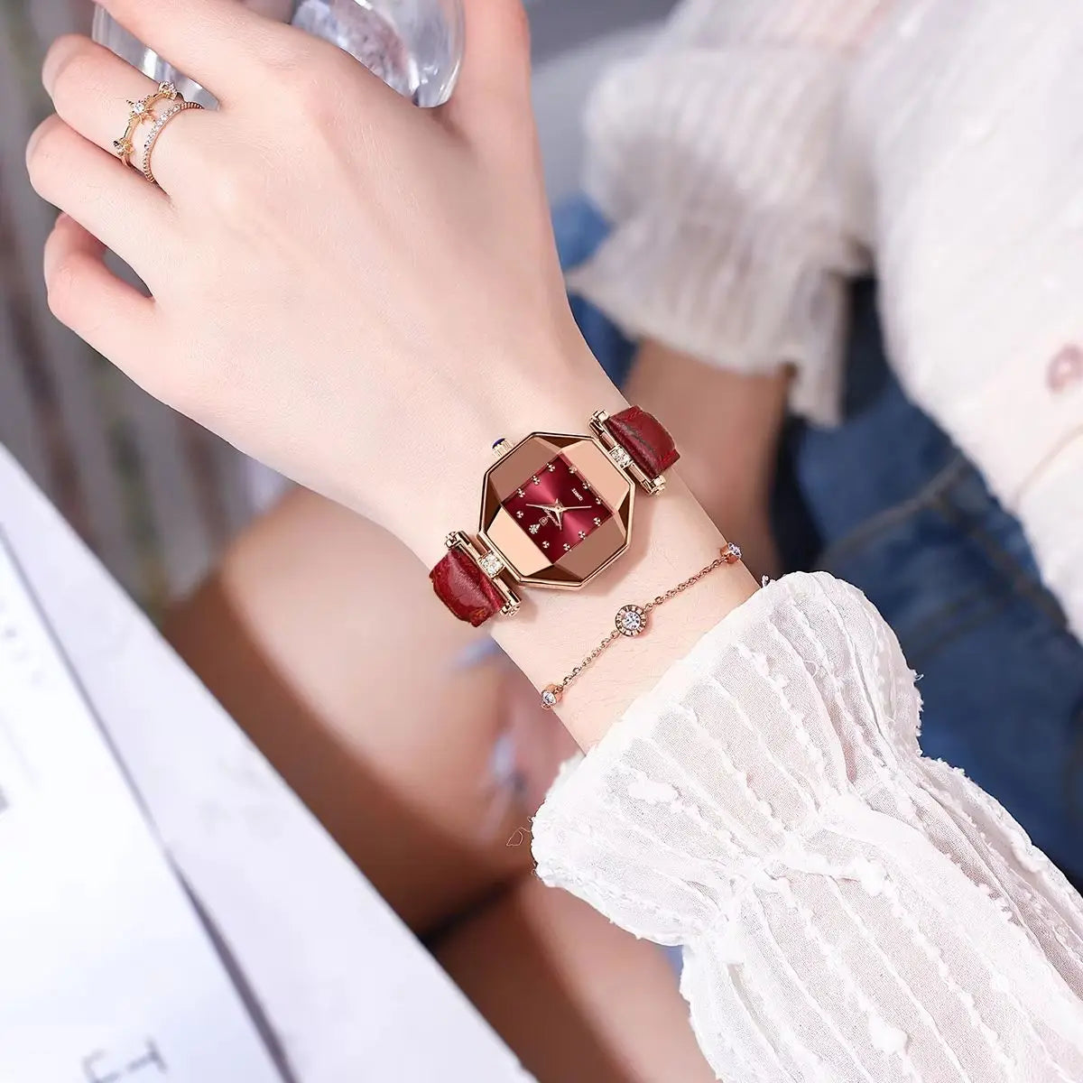 Ladies' Luxury Dress Watch | Genuine Leather Strap & Waterproof