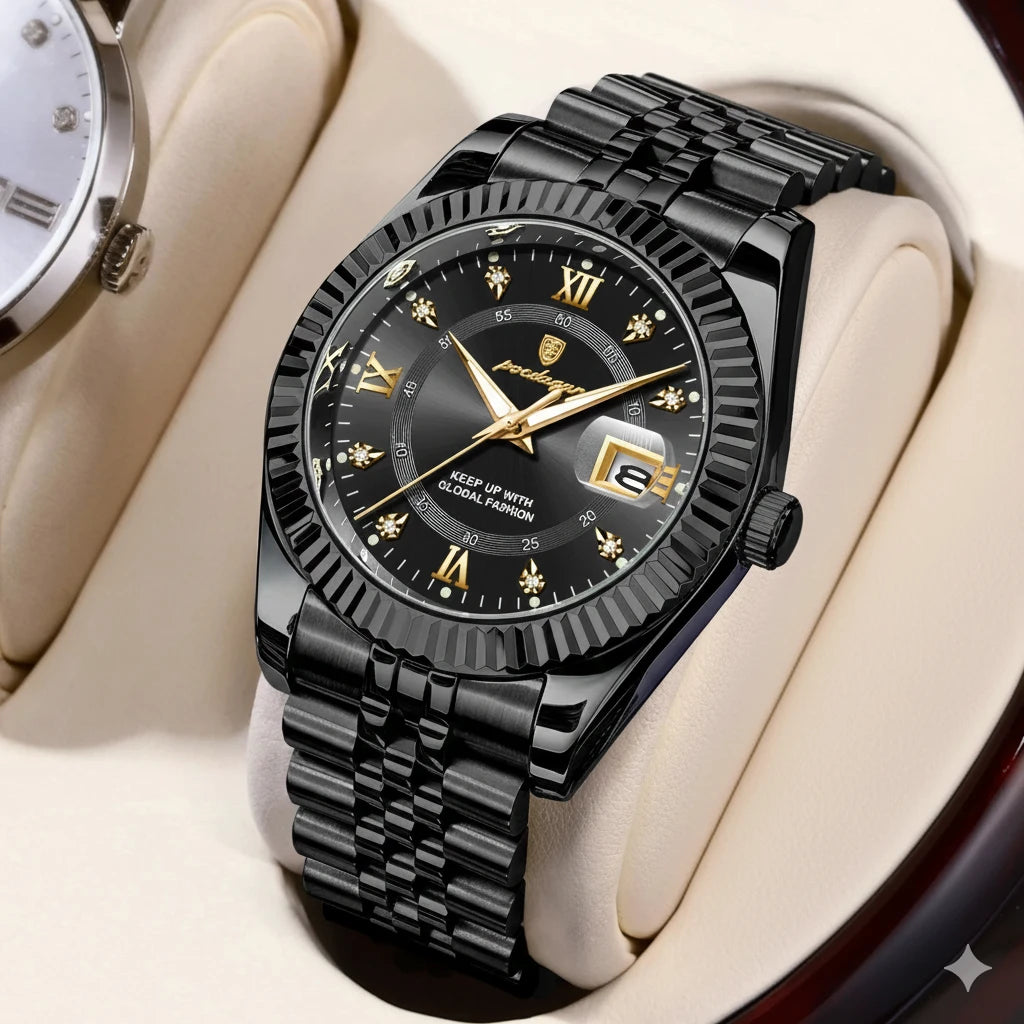 Men's Military Style Stainless Steel Watch – Waterproof with Date