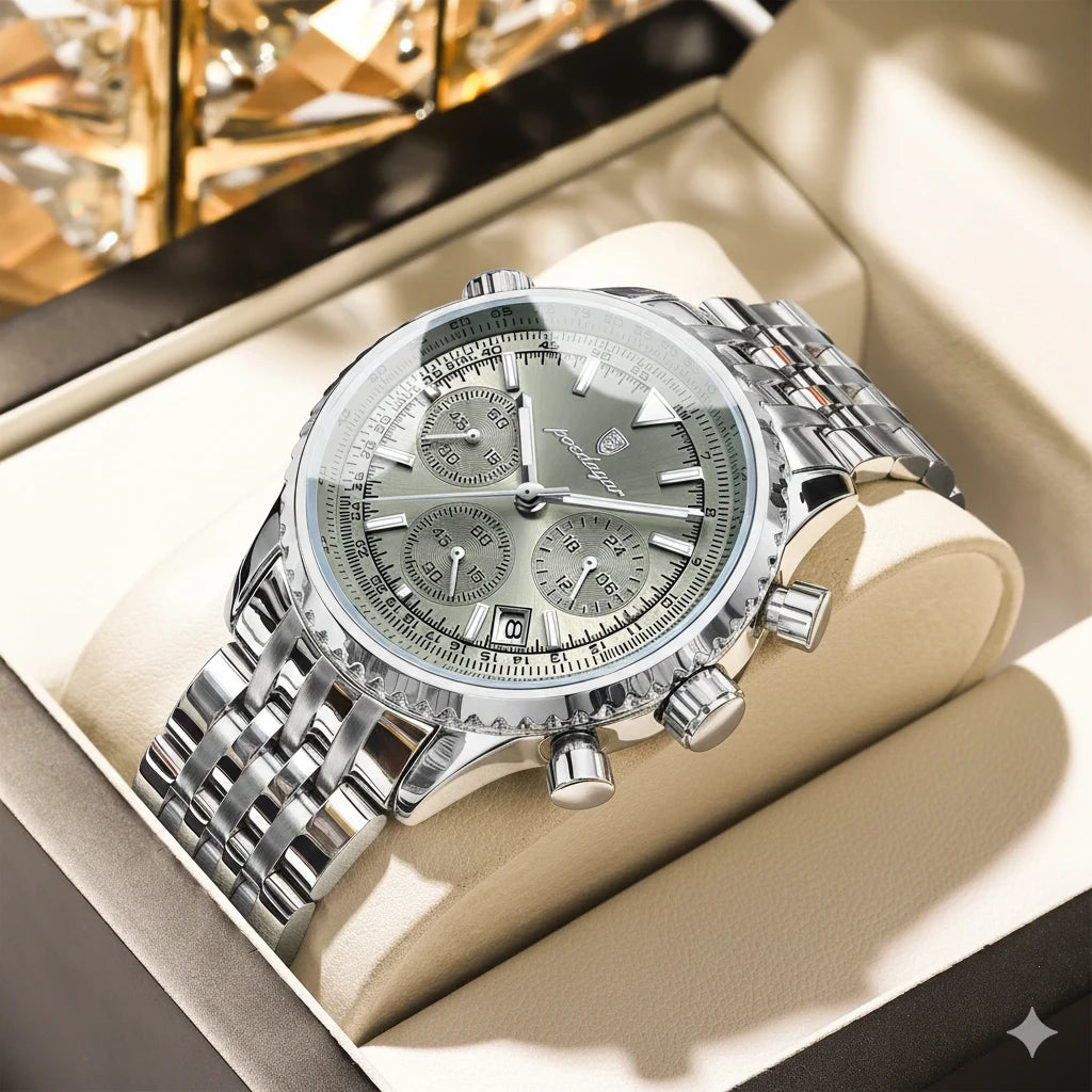 Submariner Style Men's Watch | Waterproof Stainless Steel Quartz