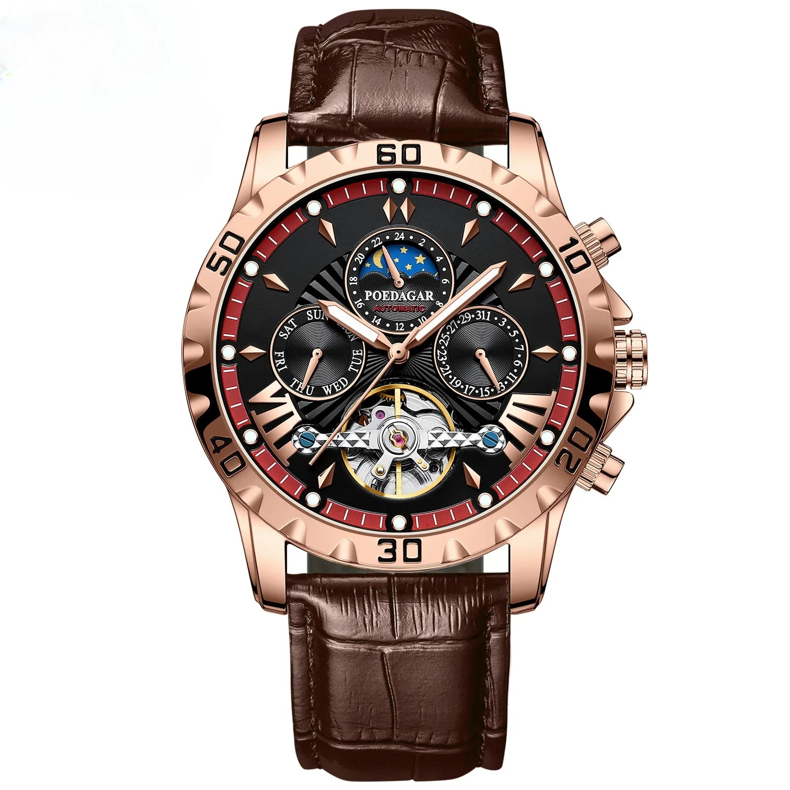 Automatic Skeleton Watch - Exhibition Back Mechanical Tourbillon Style