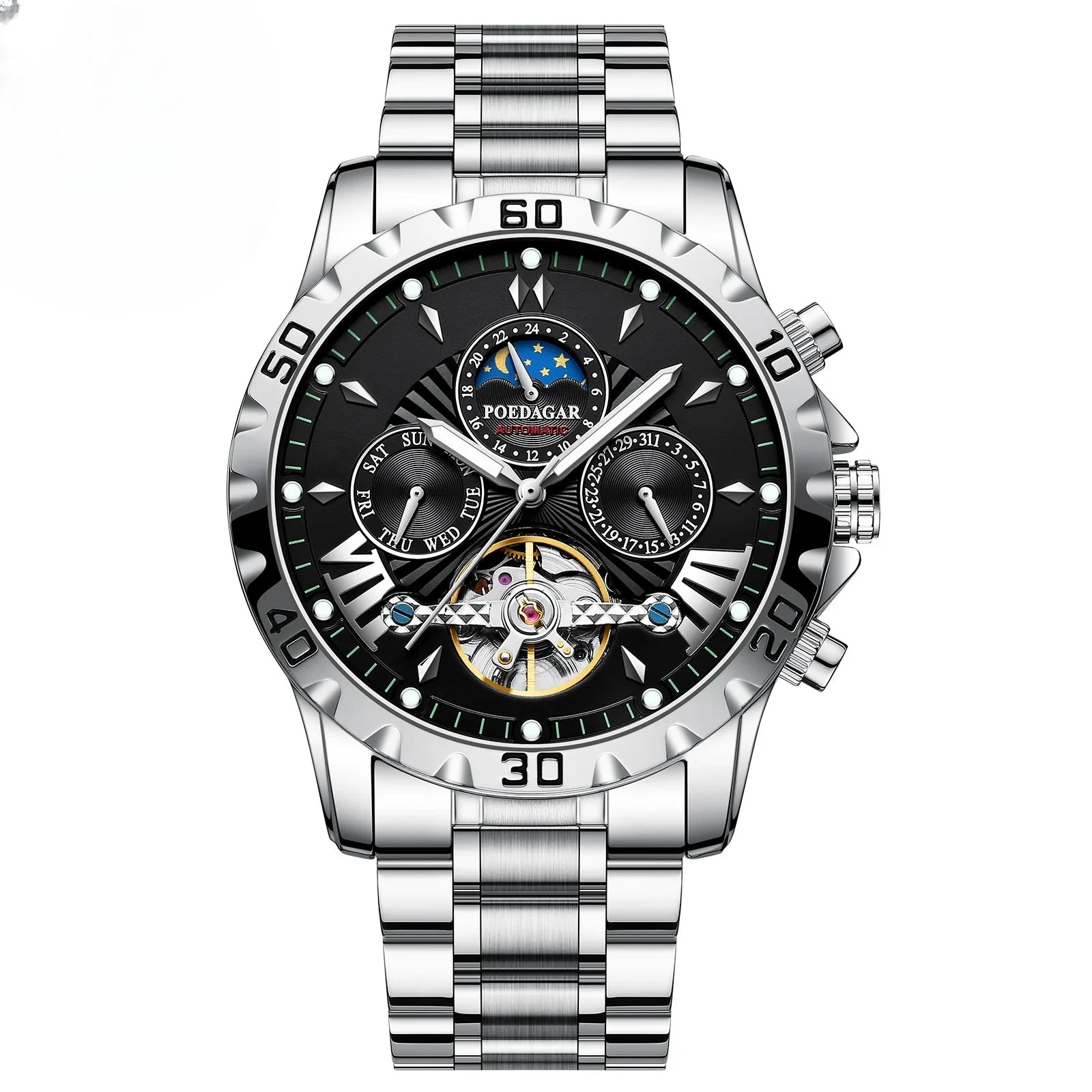 Automatic Skeleton Watch - Exhibition Back Mechanical Tourbillon Style