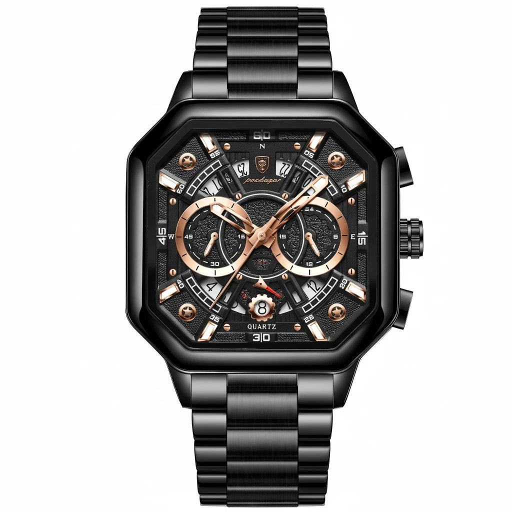 Men's Luxury Stainless Steel Chronograph Watch – Waterproof & Luminous