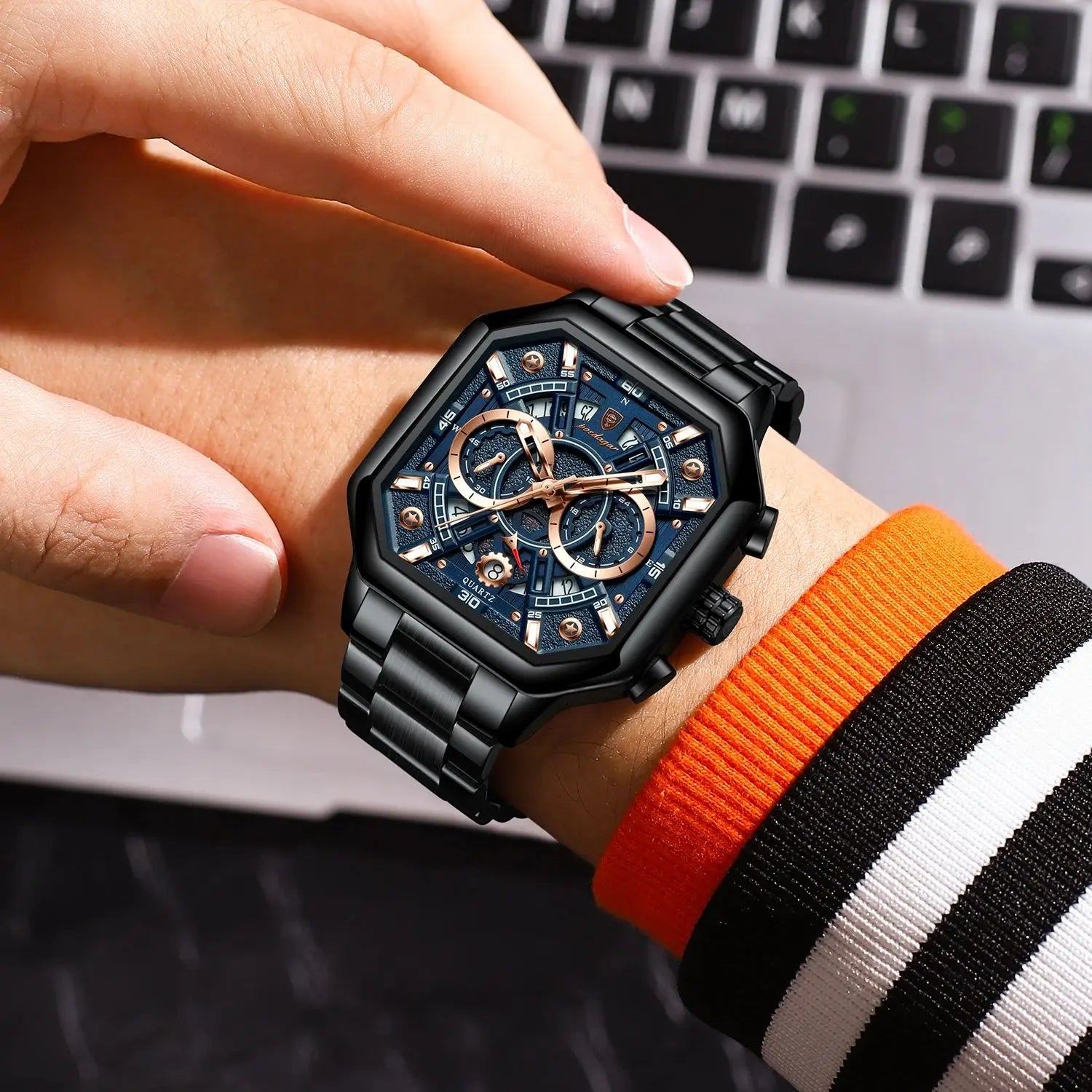 Men's Luxury Stainless Steel Chronograph Watch – Waterproof & Luminous