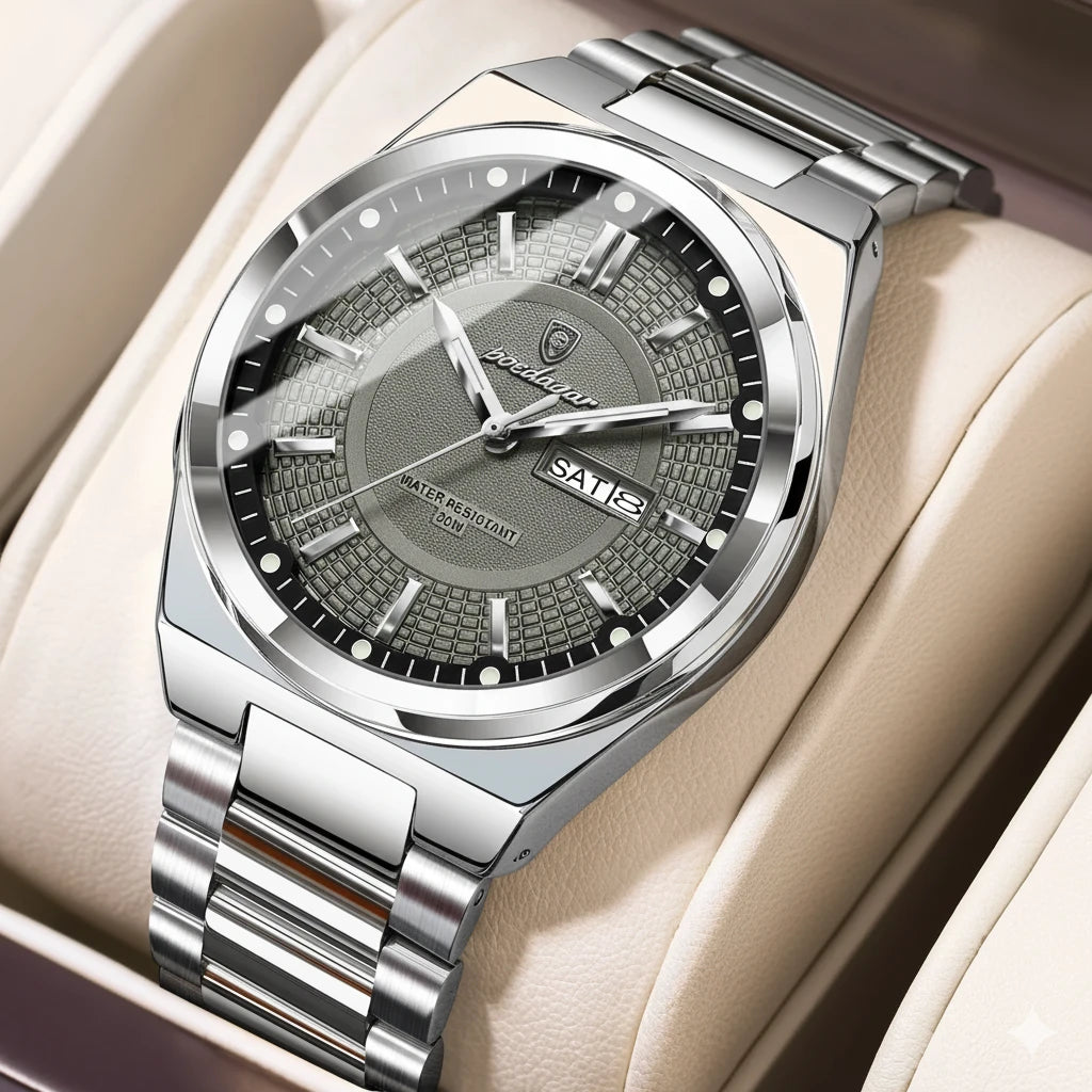 Men's Luxury Day-Date Business Watch | Stainless Steel Quartz
