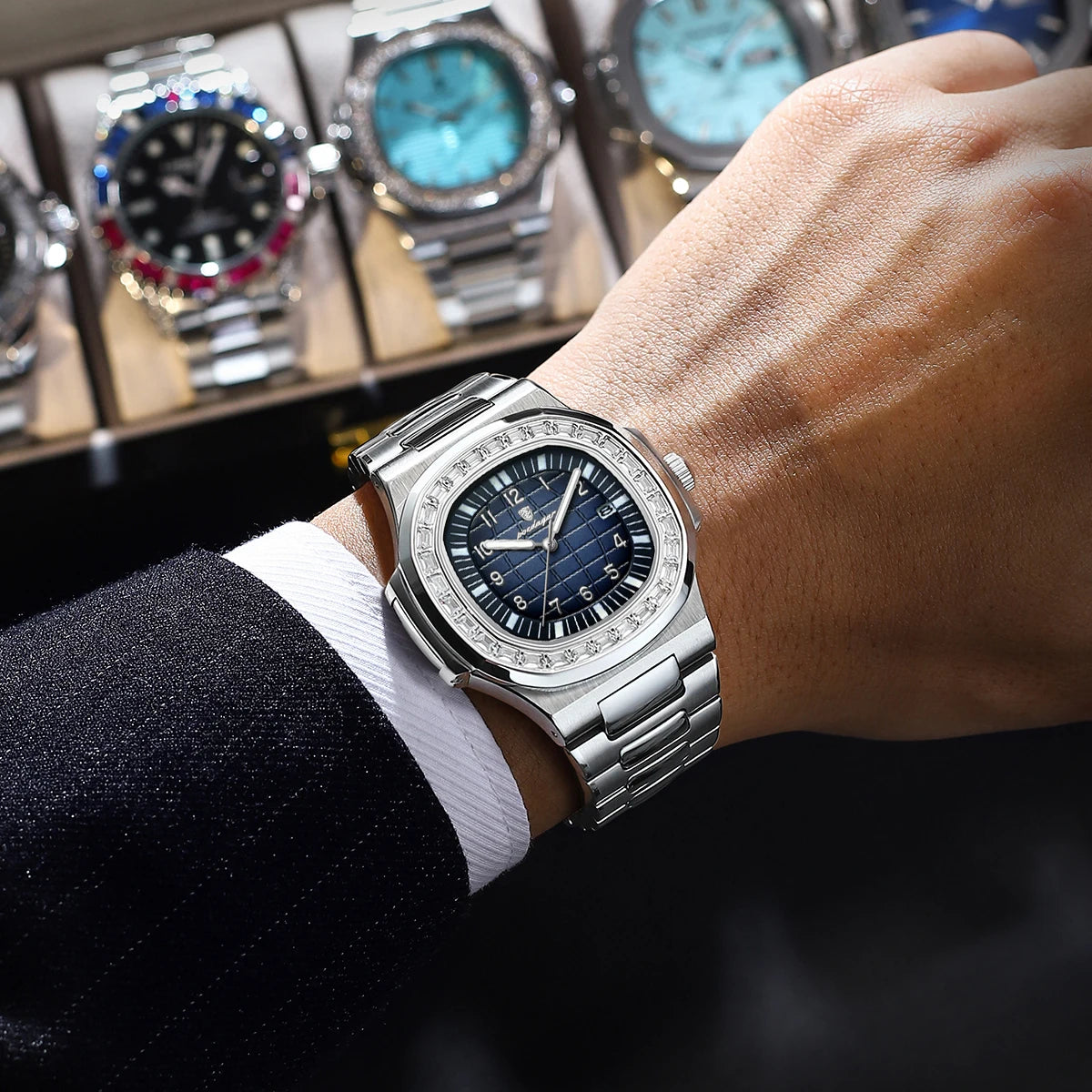 Men's Luxury Integrated Square Watch | Stainless Steel Business