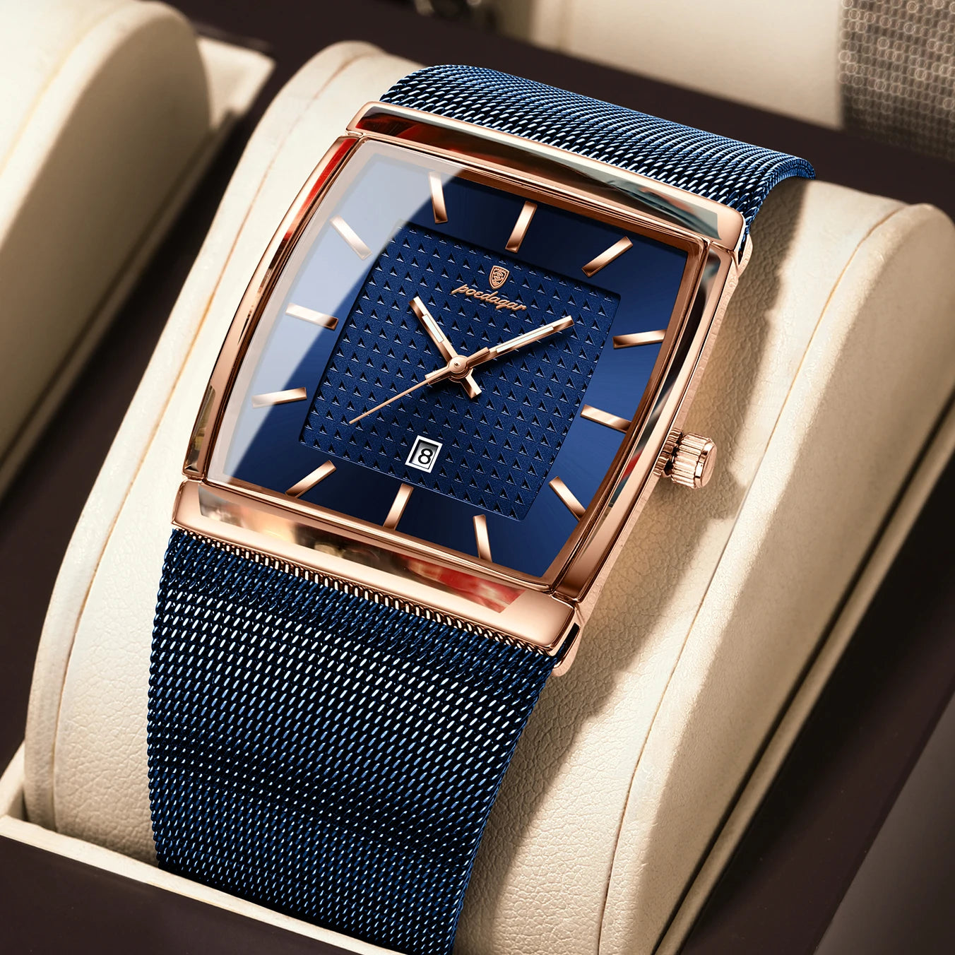 Minimalist Men's Rectangle Watch - Ultra-Thin Stainless Steel Mesh