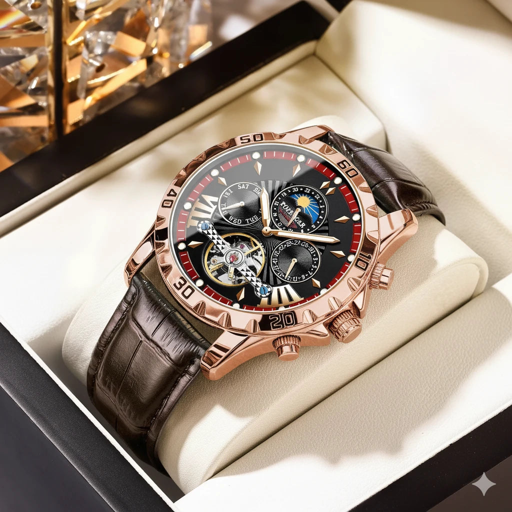 Automatic Skeleton Watch - Exhibition Back Mechanical Tourbillon Style