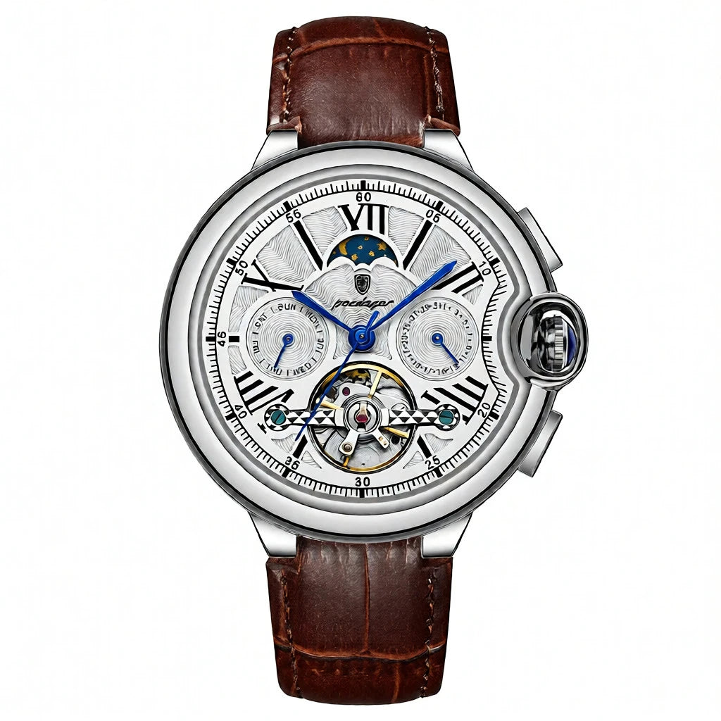 Men's Luxury Skeleton Automatic Watch | Moon Phase Mechanical