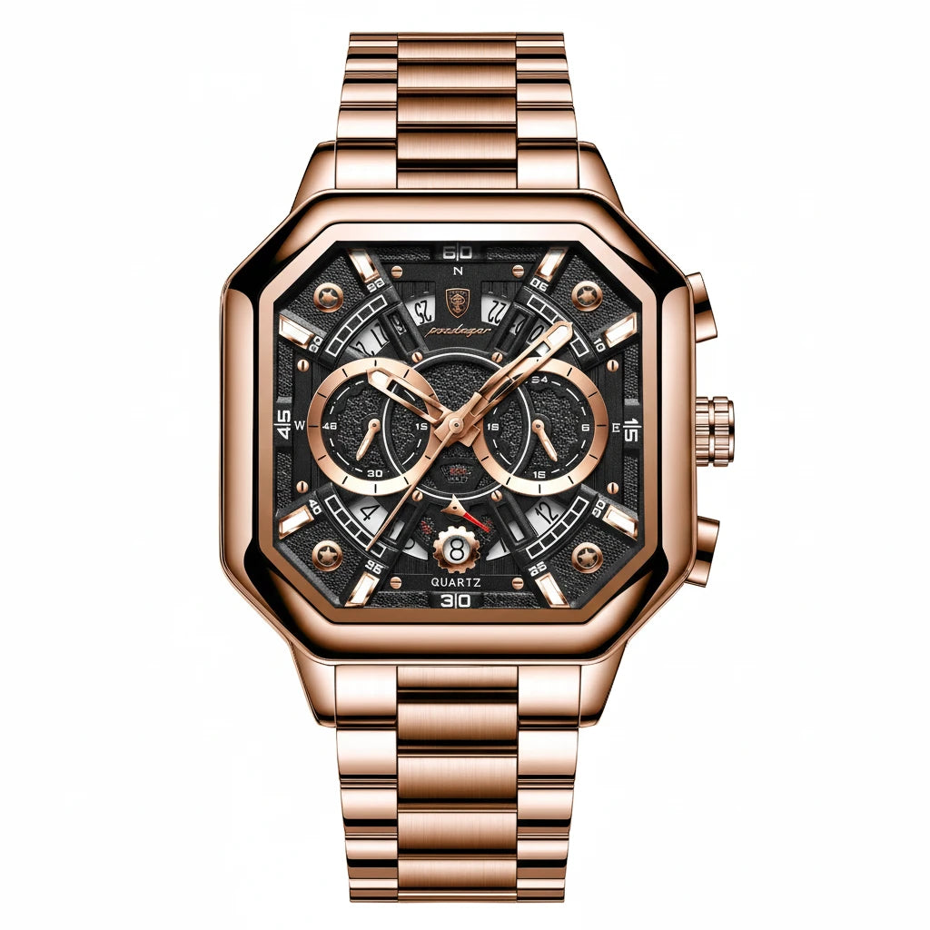 Men's Luxury Stainless Steel Chronograph Watch – Waterproof & Luminous