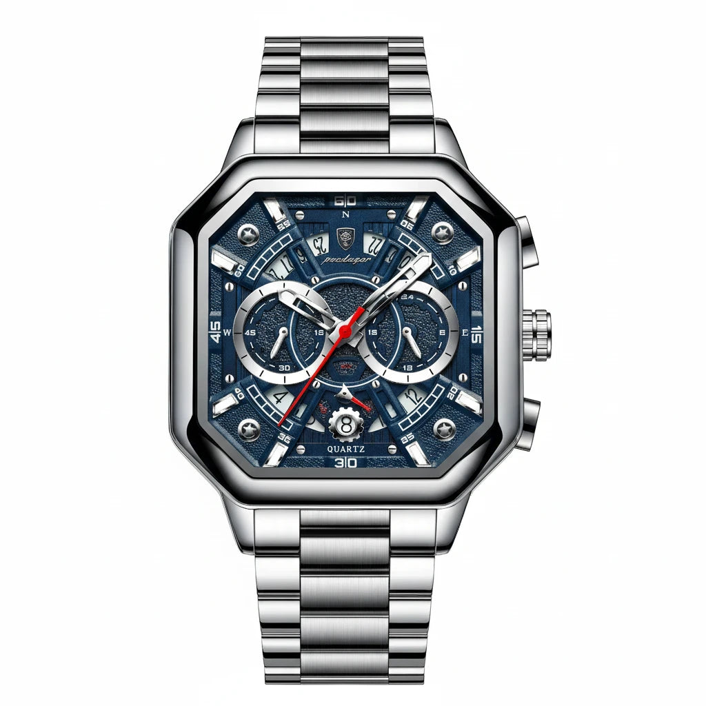 Men's Luxury Stainless Steel Chronograph Watch – Waterproof & Luminous