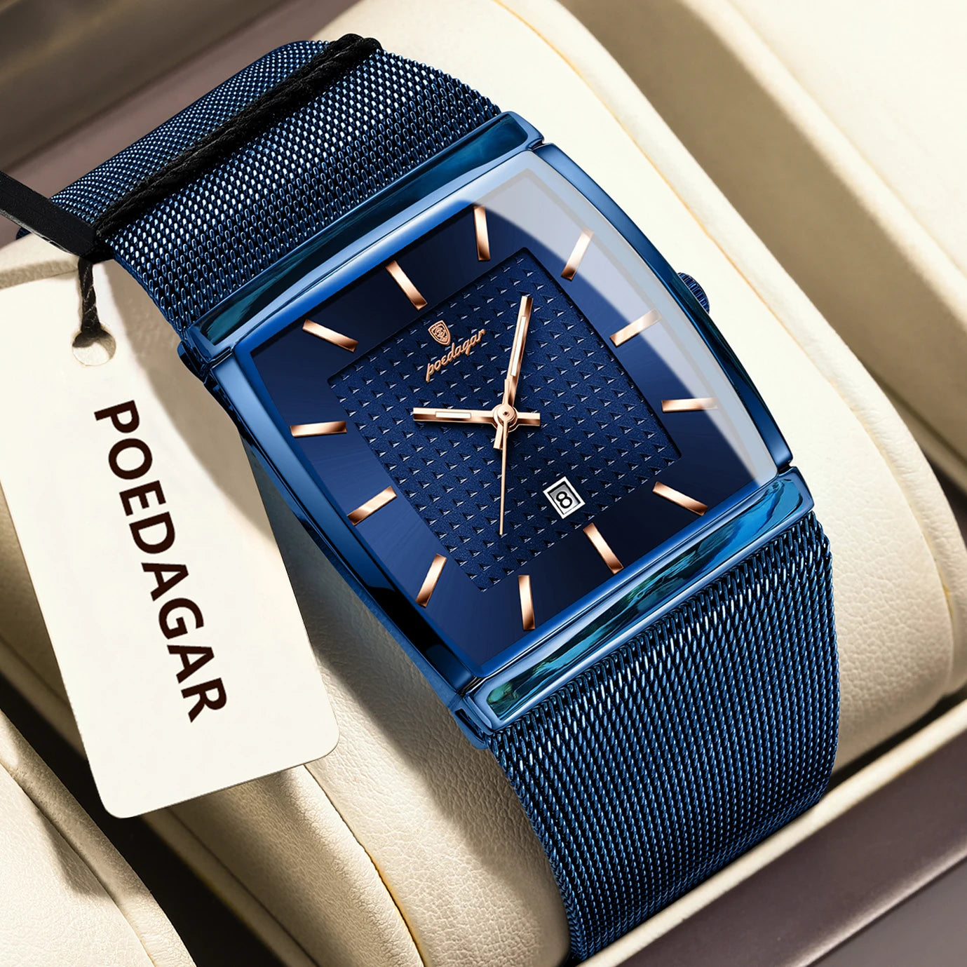 Minimalist Men's Rectangle Watch - Ultra-Thin Stainless Steel Mesh