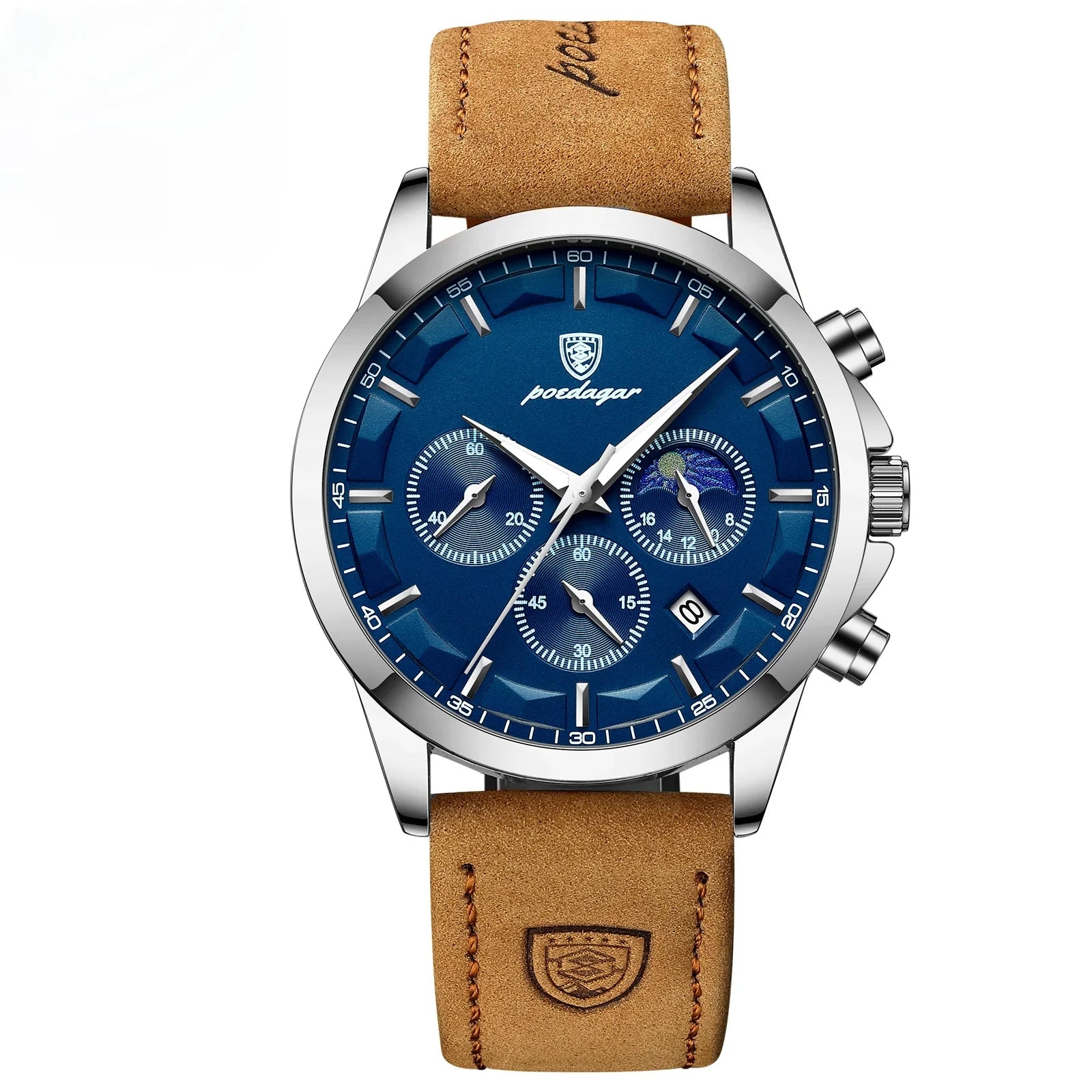 Men's Luxury Chronograph Watch | Waterproof Quartz with Leather Strap