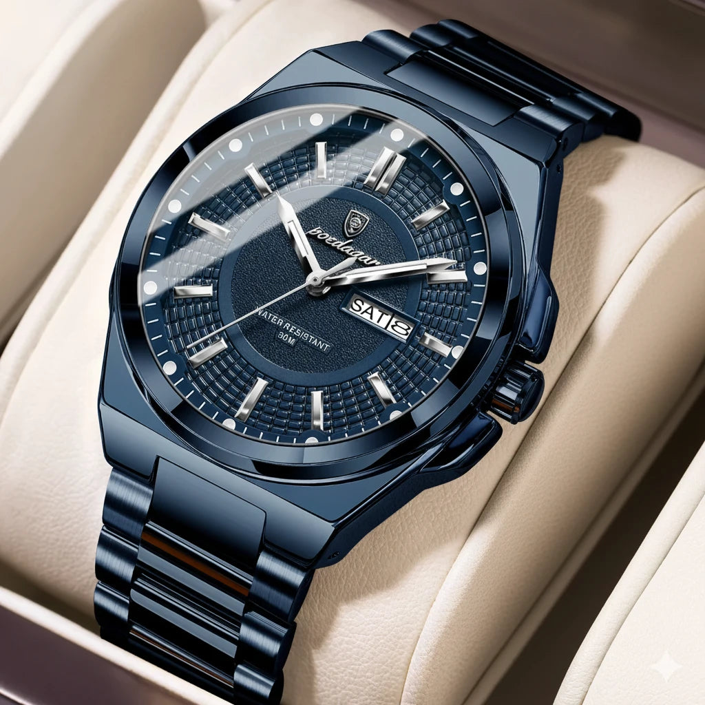 Men's Luxury Day-Date Business Watch | Stainless Steel Quartz