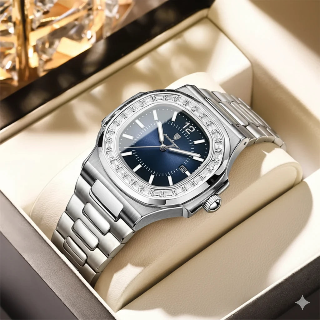 Luxury Square Business Watch - Integrated Stainless Steel Quartz