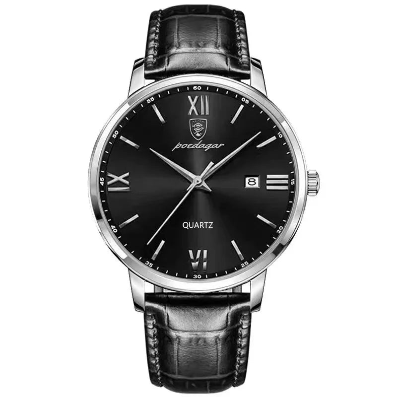 Two-Tone Men's Business Watch | Leather Strap & Roman Numerals